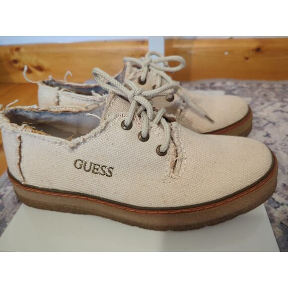 GUESS Ivory Burlap Lace Up Loafer Size 7.5 Men's Casual 04103 EUC! - Picture 1 of 9